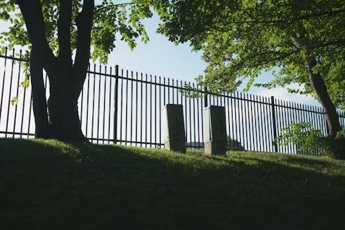 Black aluminum fence with landscape